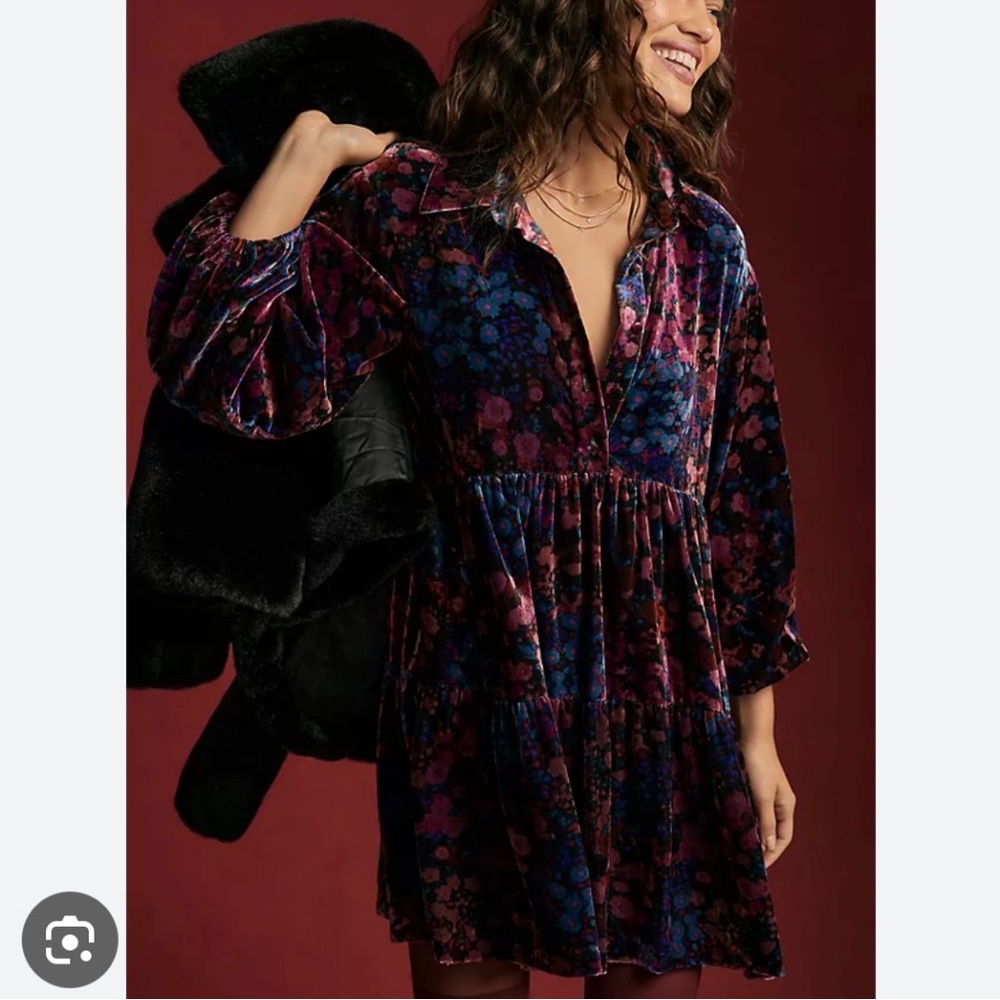 Velvet Bettina tiered mini shirt dress